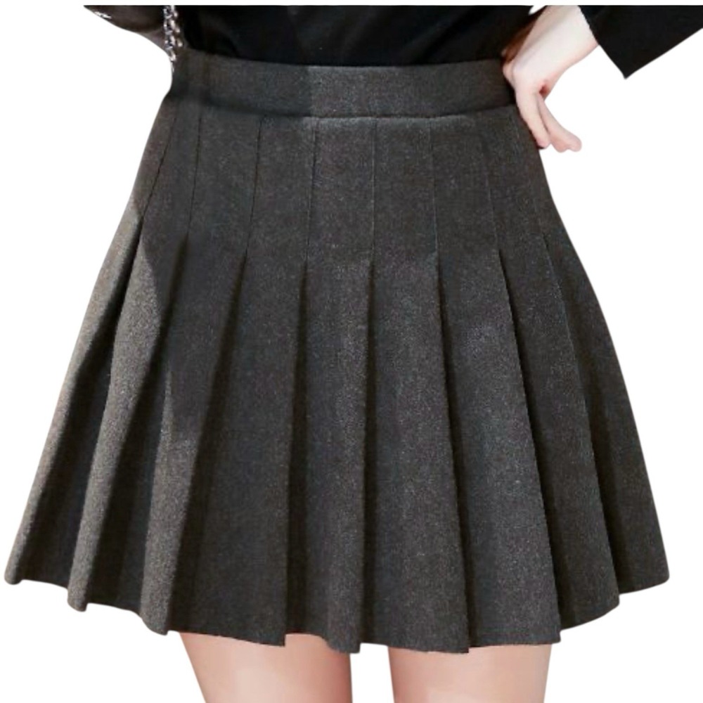 Unbranded Dark Gray Wool Pleated Tennis Lined Skort Skirt Size XS #363